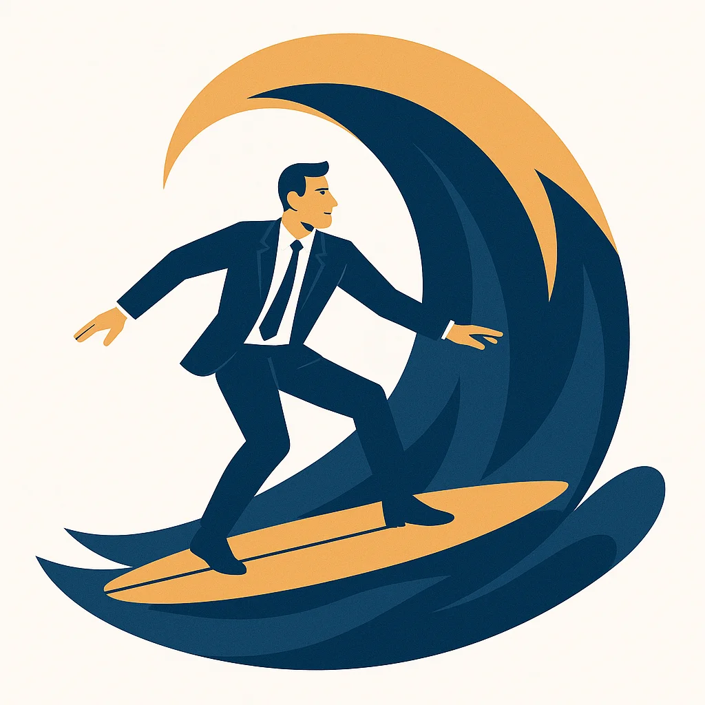 A confident professional surfing a large wave